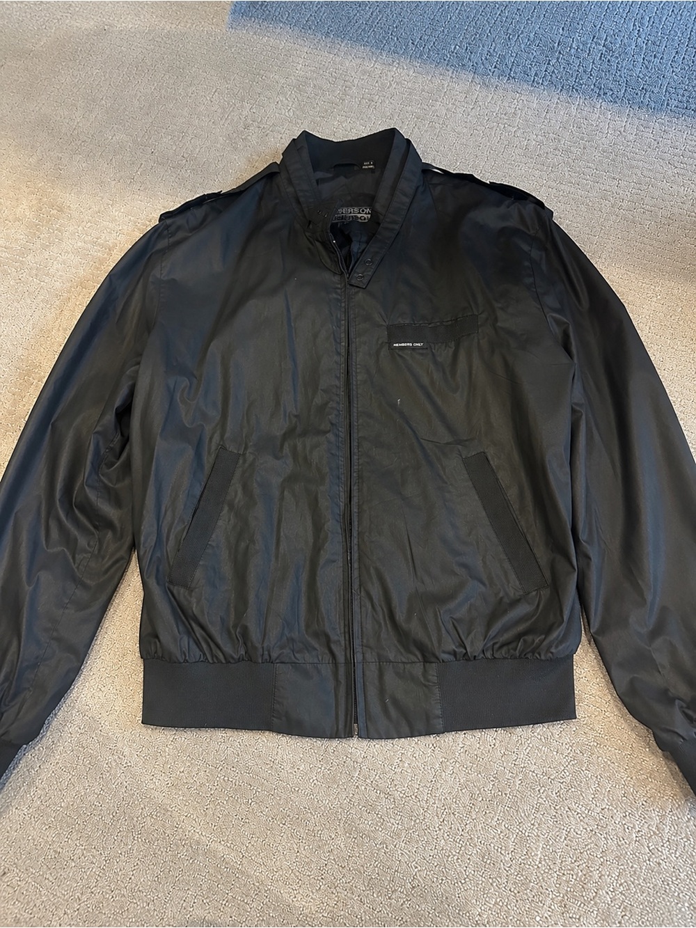 Members Only Black Lightweight Bomber Jacket Size LT